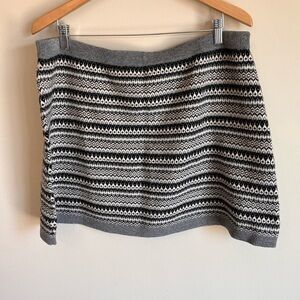 J. Crew NWT Women’s Cashmere Black Grey & White Fair Isle Mini Sweater Skirt XXL